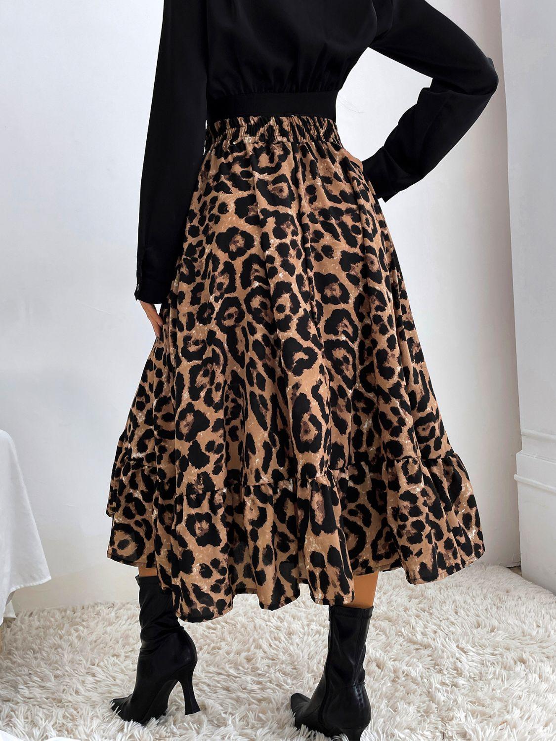 Stylish Printed Elastic Waist Midi Skirt for Everyday Wear