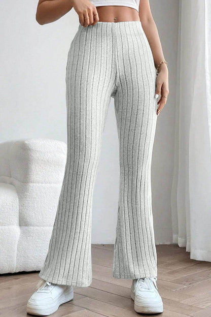 Basic Bae Full Size Ribbed High Waist Flare Pants for Women - Selvanelle