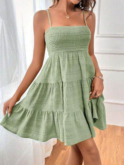 Tiered Smocked Square Neck Cami Dress for Casual Style - Selvanelle