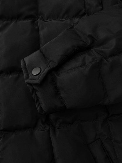 Pocketed Plaid Quilted Zip Up Winter Coat for Women - Selvanelle