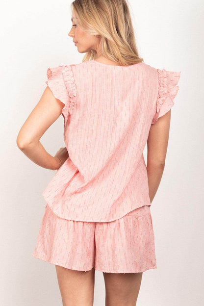 VERY J Ruffle Cap Sleeve Top & Shorts Set for Summer Chic - Selvanelle