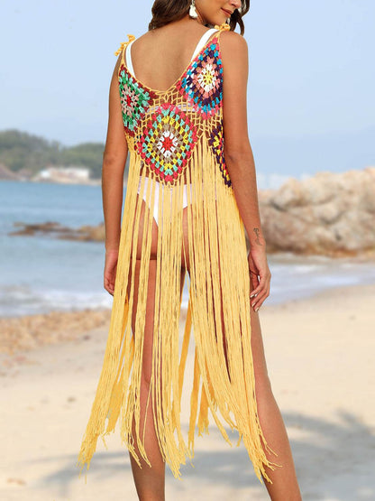 Fringe Spaghetti Strap Cover-Up - Selvanelle