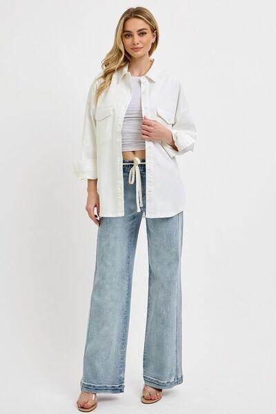 RISEN Full Size Straight Leg Jeans with Pockets Plus Size - Selvanelle