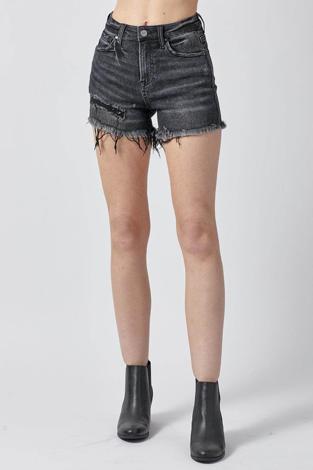 RISEN Raw Hem Denim Shorts with Pockets for Women - Selvanelle