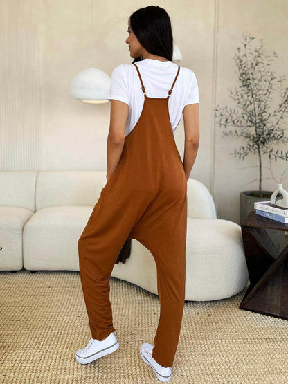 Double Take Full Size Sleeveless V-Neck Pocketed Jumpsuit - Selvanelle