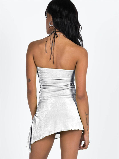 Slit Drawstring Sleeveless Wrap Dress - Selvanelle