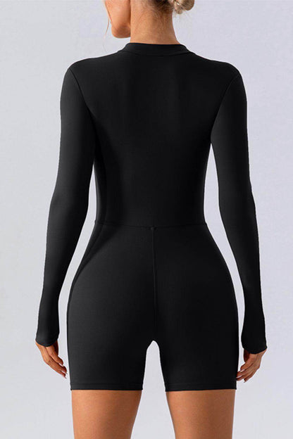 Half Zip Long Sleeve Active Romper for Women Fitness - Selvanelle