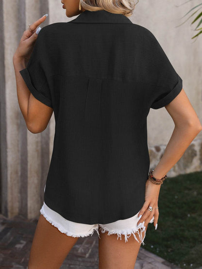 Mandy Button Up Short Sleeve Shirt - Selvanelle