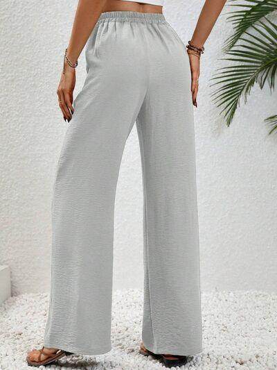 Wide Leg Drawstring Pants for Women in Opaque Fabric - Selvanelle