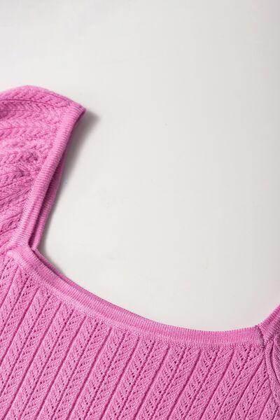 Textured Square Neck Half Sleeve Top for Women Stylish - Selvanelle
