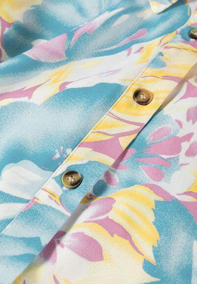 Printed Button Down Lantern Sleeve Shirt for Women - Selvanelle
