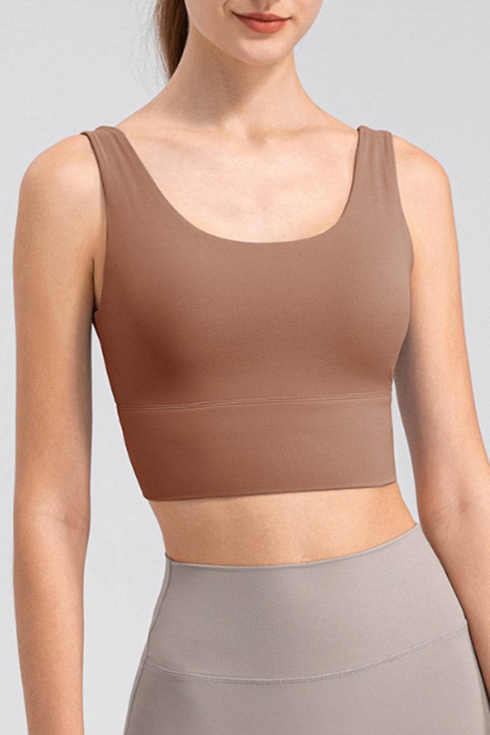 Scoop Neck Wide Strap Active Tank - Selvanelle