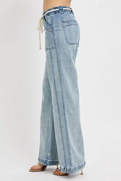 RISEN Full Size Straight Leg Jeans with Pockets Plus Size - Selvanelle