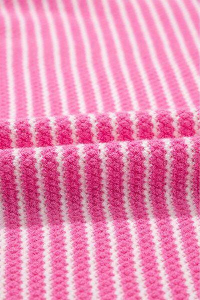 Striped V-Neck Dropped Shoulder Sweater for Women - Selvanelle