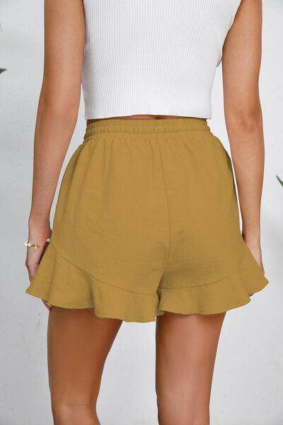 Full Size Drawstring Ruffle Hem Shorts for Women - Selvanelle