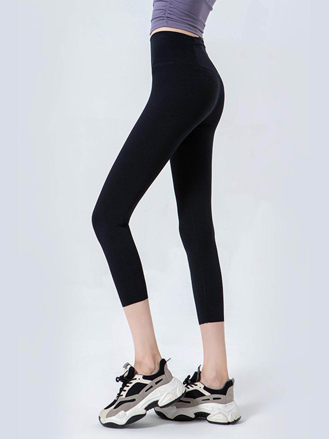 Wide Waistband Cropped Sports Leggings for Active Comfort - Selvanelle