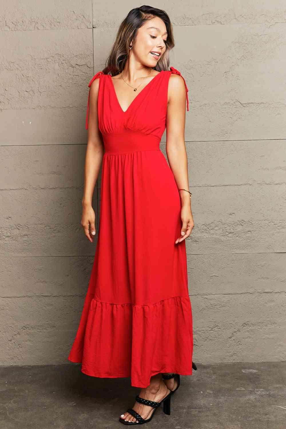 Perfee Drawstring V-Neck Sleeveless Dress for Women - Selvanelle