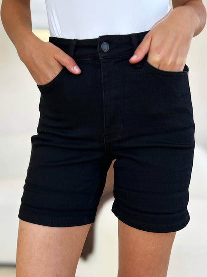 Judy Blue Full Size High Waist Tummy Control Cuffed Shorts - Selvanelle