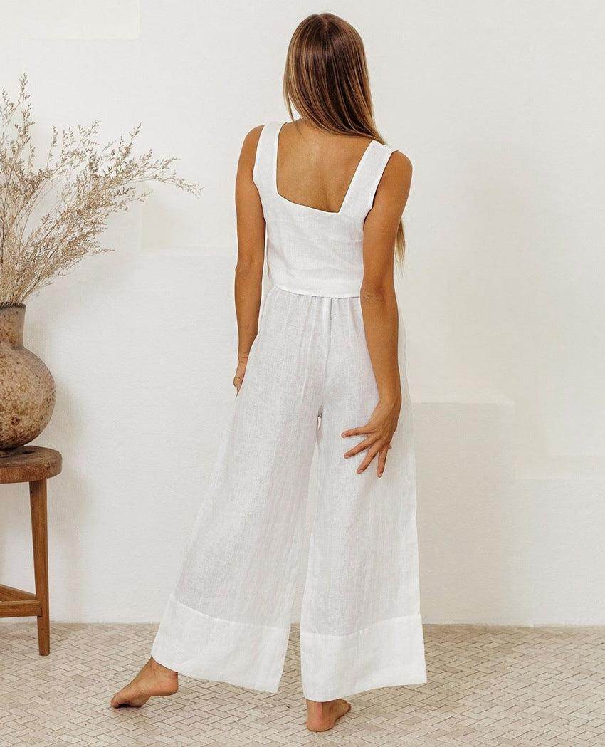 Square Neck Sleeveless Top and Pants Set for Women - Selvanelle