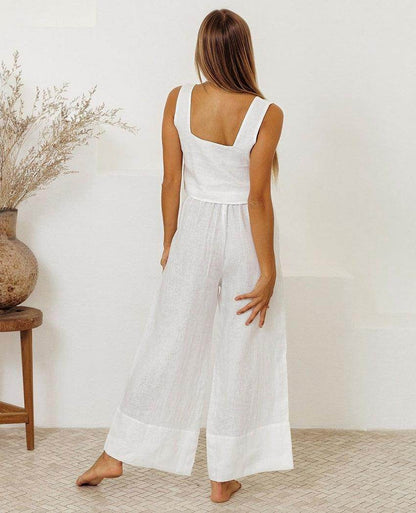 Square Neck Sleeveless Top and Pants Set for Women - Selvanelle