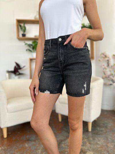 Judy Blue Full Size High Waist Rigid Magic Denim Shorts - Selvanelle