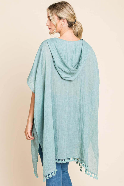 Cotton Bleu by Nu Label Tassel Hem Hooded Cover Up Dress - Selvanelle