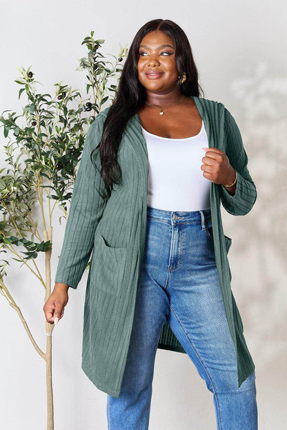 Basic Bae Full Size Hooded Sweater Cardigan for Women - Selvanelle