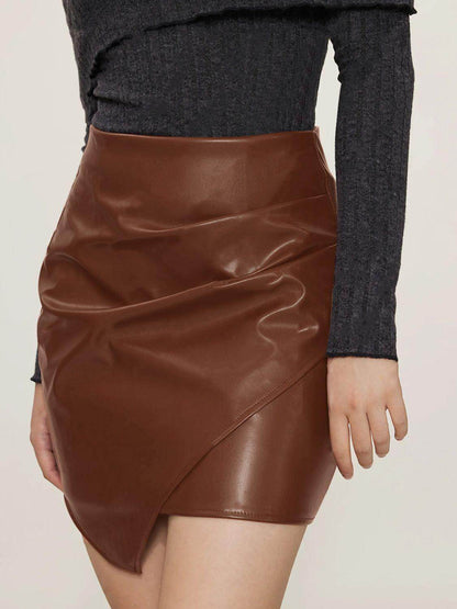 Ruched Mini Skirt with Zipper for Women Opaque Style - Selvanelle