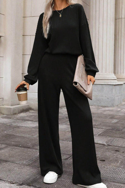 Round Neck Long Sleeve Jumpsuit - Selvanelle