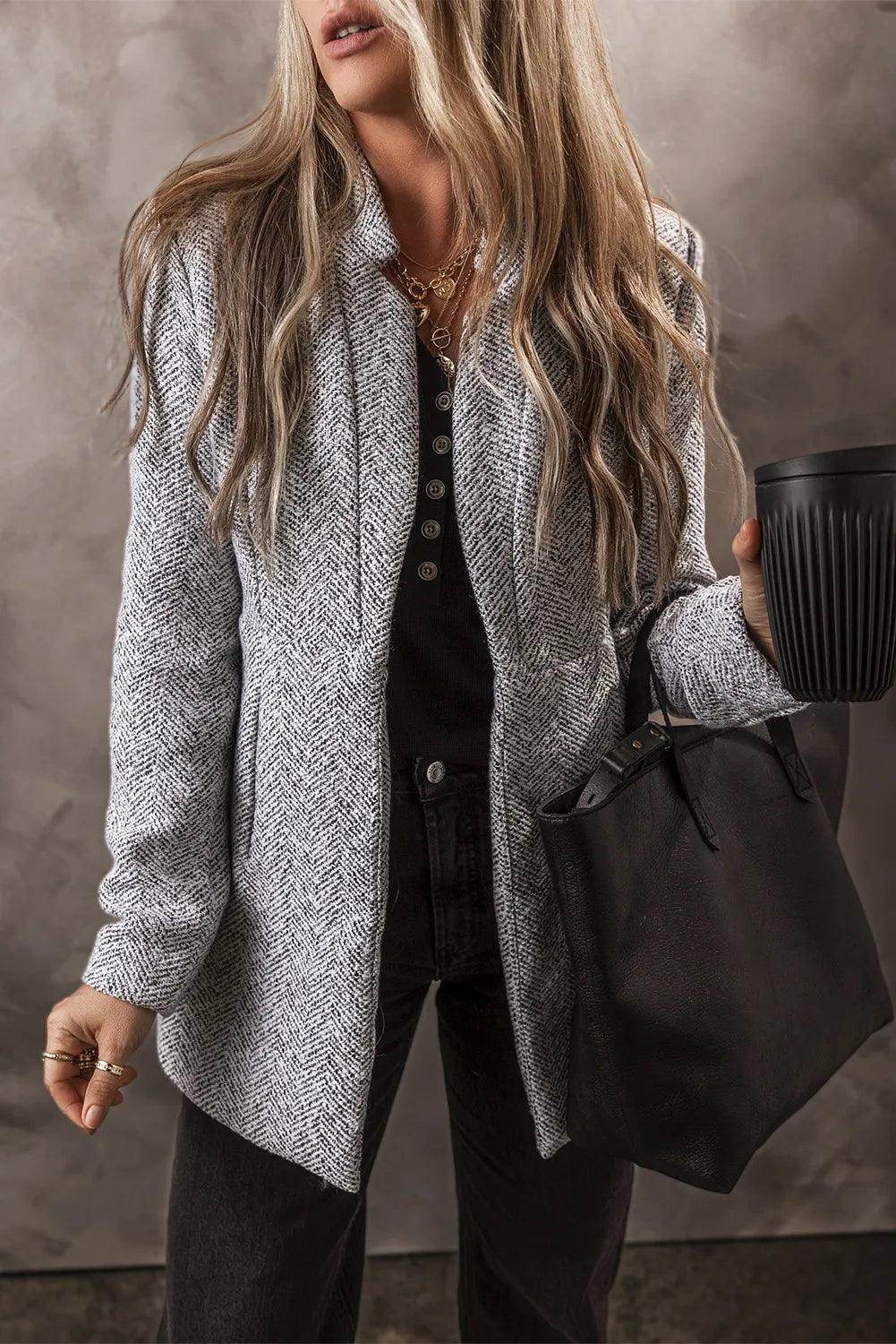 Open Front Long Sleeve Jacket for Women Casual Wear - Selvanelle