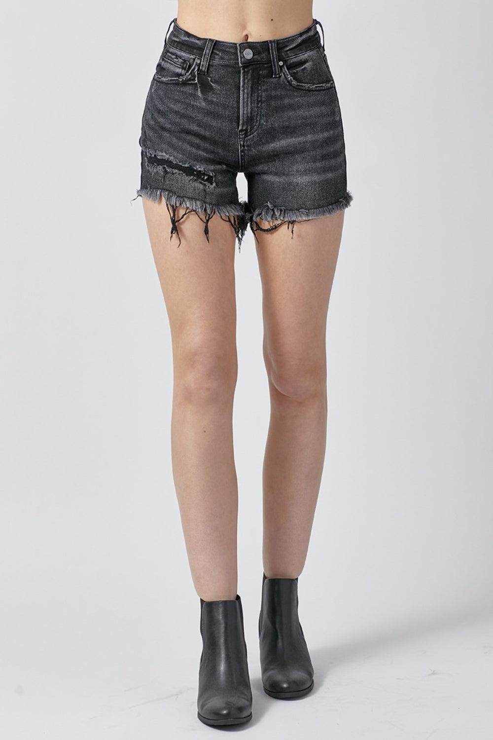 RISEN Raw Hem Denim Shorts with Pockets for Women - Selvanelle