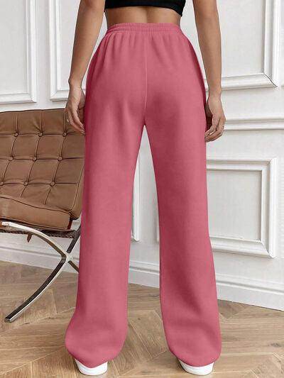 Drawstring Elastic Waist Pants with Pockets for Women - Selvanelle