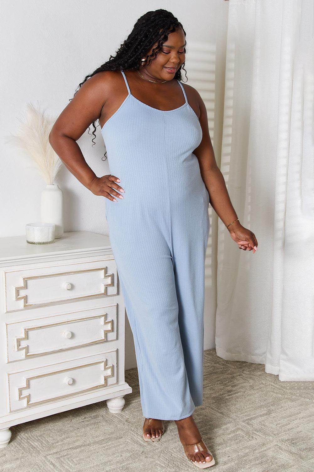 Basic Bae Full Size Spaghetti Strap V-Neck Jumpsuit Dress - Selvanelle
