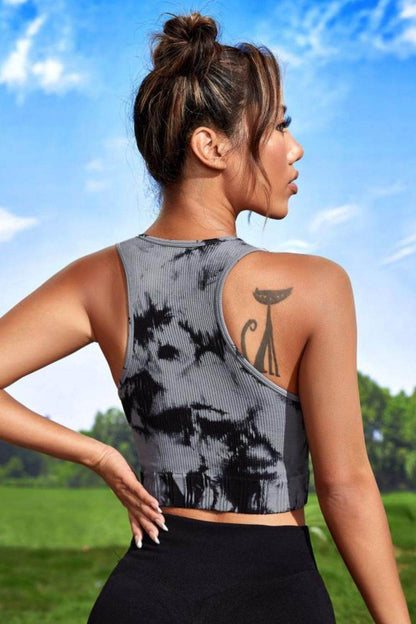 Tie-dye Cropped Round Neck Tank Top - Selvanelle