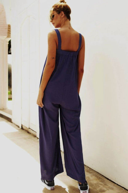 Wide Strap Wide Leg Jumpsuit - Selvanelle