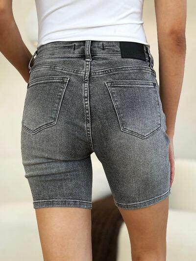 Judy Blue Full Size High Waist Washed Denim Shorts for Women - Selvanelle