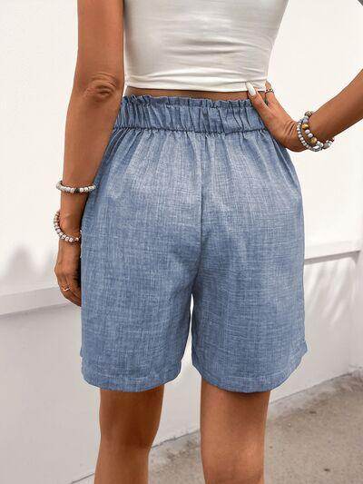 Perfee Frill Shorts with Pockets for Women Stylish Comfort - Selvanelle