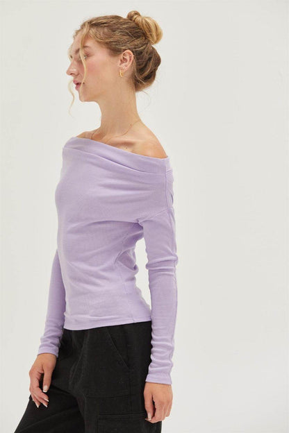 HYFVE Off Shoulder Ribbed Knit Top for Casual Elegance - Selvanelle