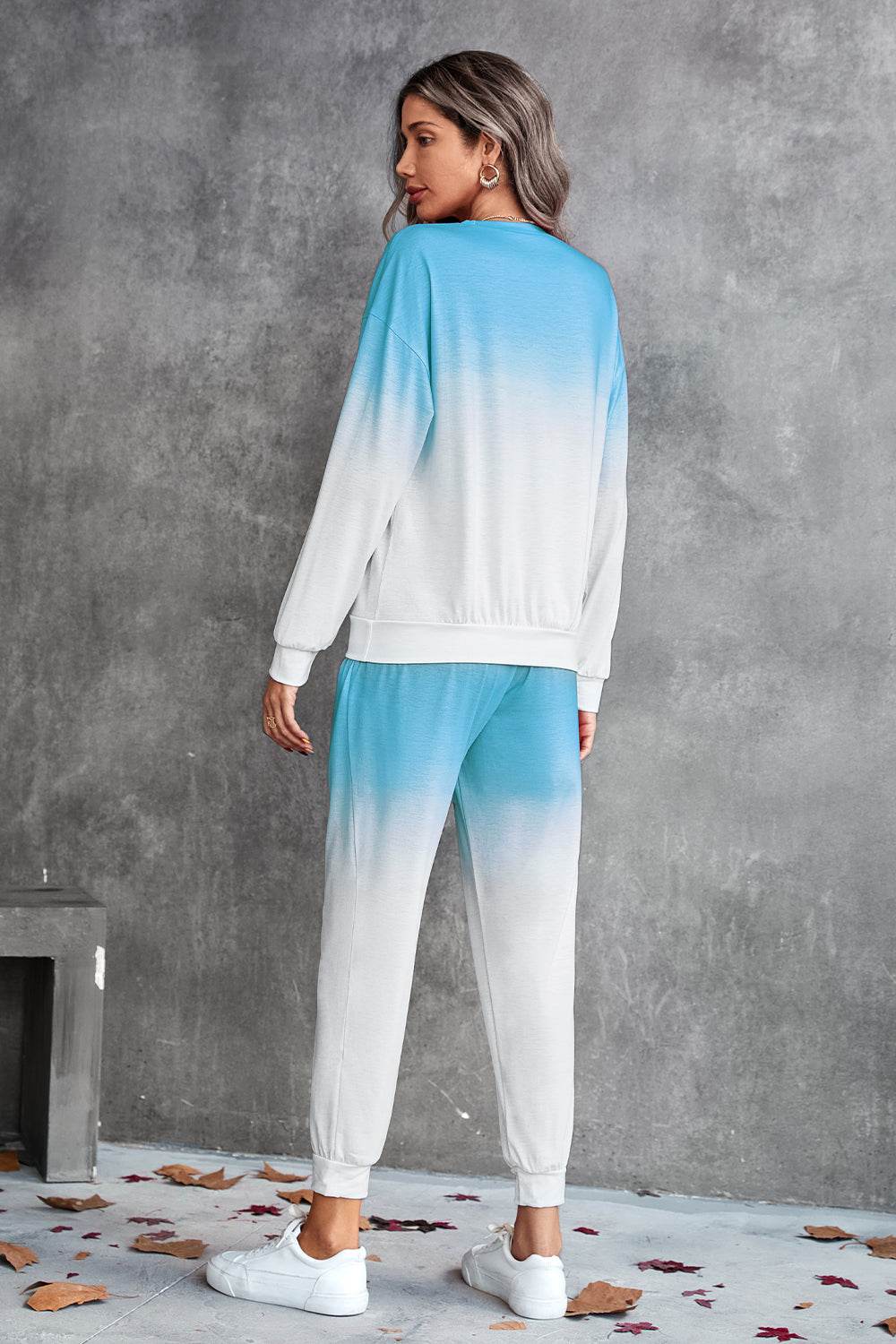 Gradient Round Neck Sweatshirt and Joggers Set - Selvanelle