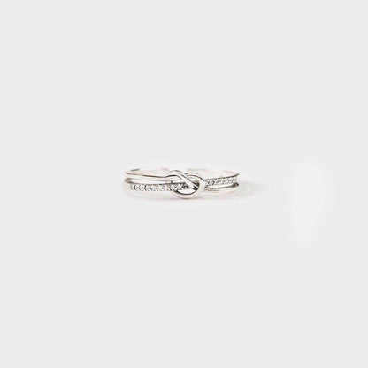 925 Sterling Silver Double-Layered Knot Ring for Women - Selvanelle