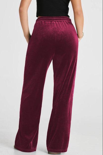 Drawstring Waist Wide Leg Active Pants for Women Comfort - Selvanelle