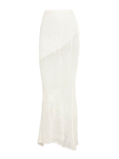 Tied Long Sleeve Top and Skirt Cover Up Set - Selvanelle