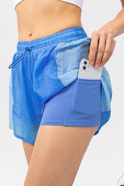 Color Block Drawstring Active Shorts for Comfort and Style - Selvanelle