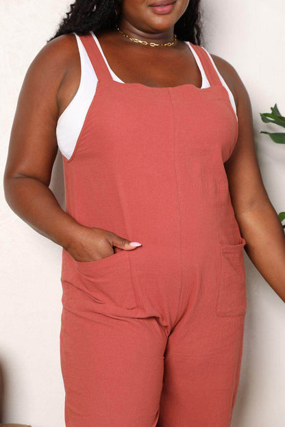 Perfee Wide Leg Overalls with Front Pockets for Women - Selvanelle