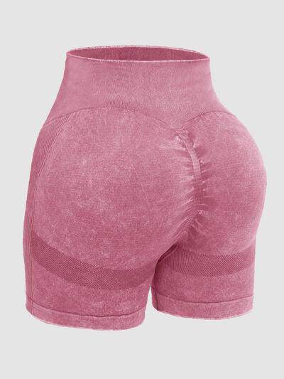 Washed High Waist Active Shorts for Ultimate Comfort - Selvanelle