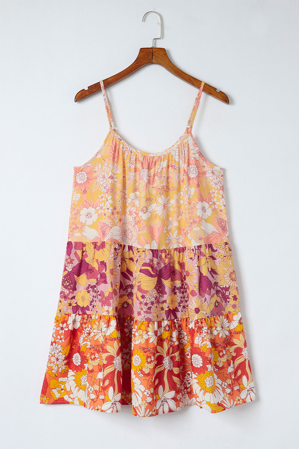 Floral Spaghetti Strap Tiered Dress