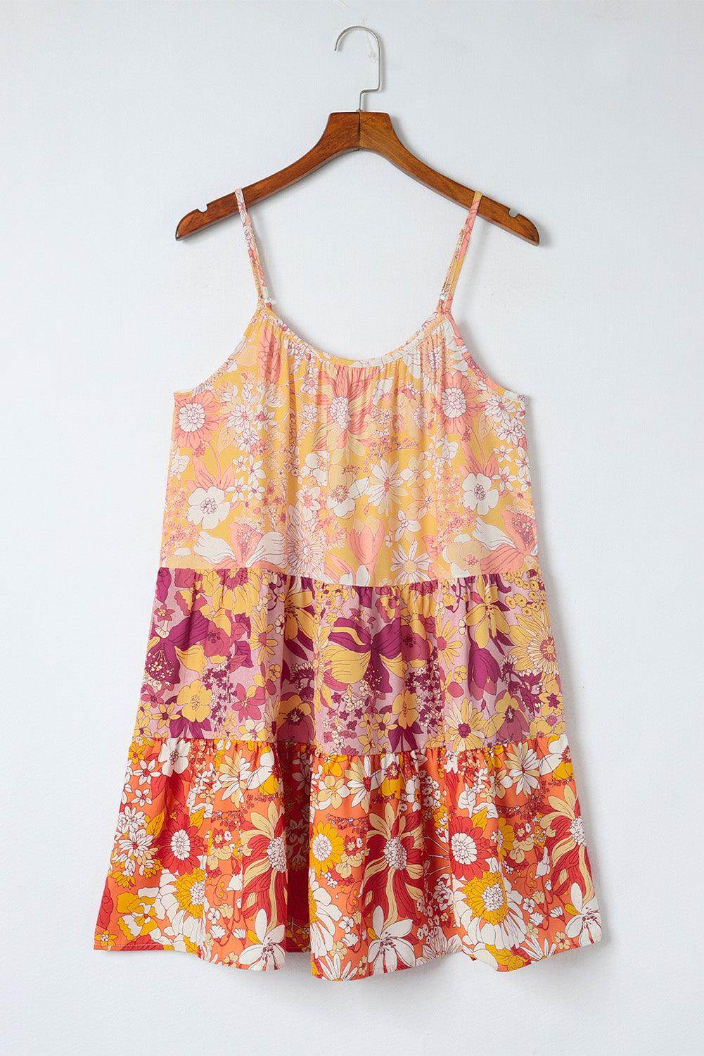 Floral Spaghetti Strap Tiered Dress for Summer Events - Selvanelle