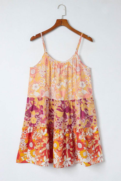 Floral Spaghetti Strap Tiered Dress for Summer Events - Selvanelle