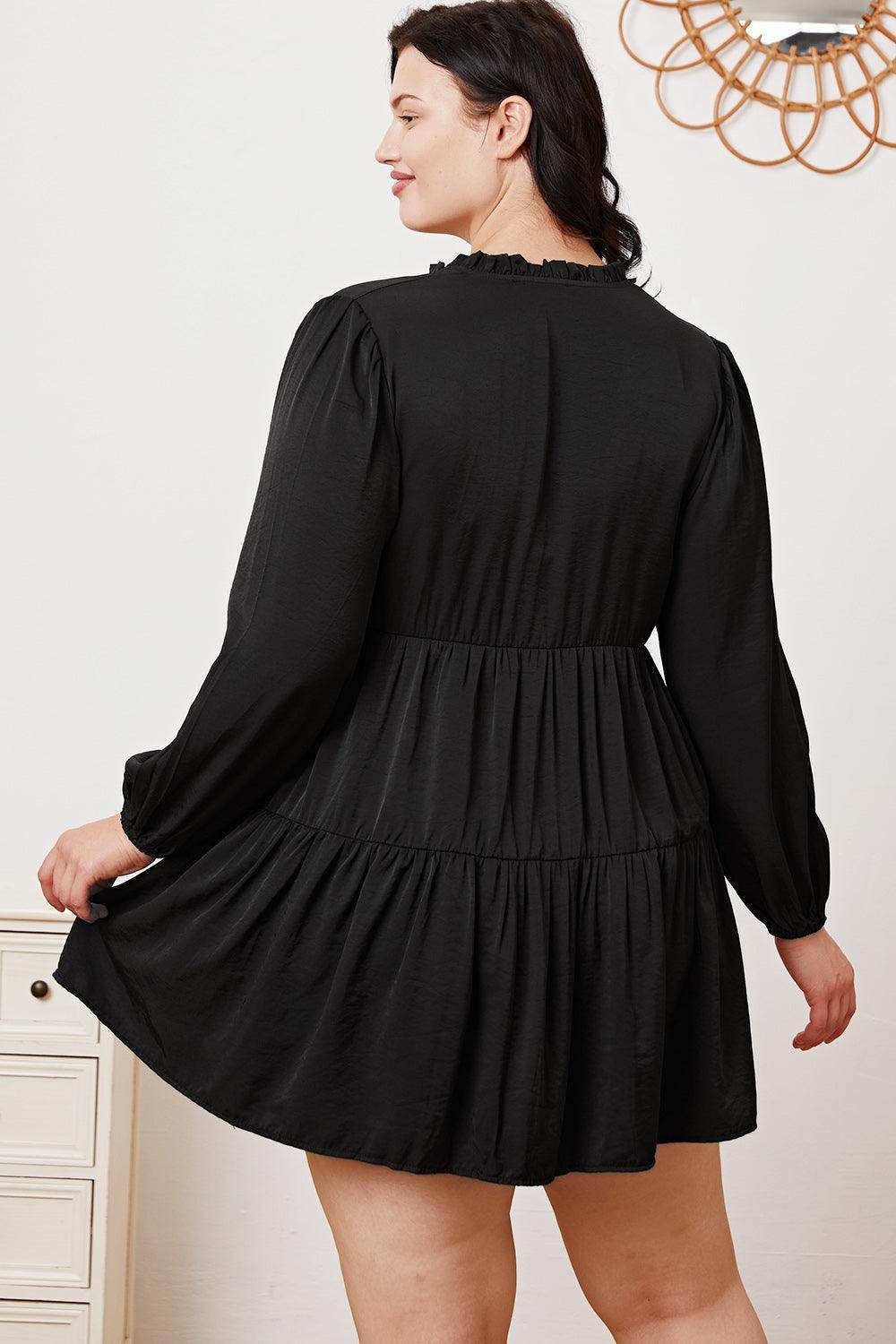 Ruffled Button Up Long Sleeve Tiered Shirt for Women - Selvanelle