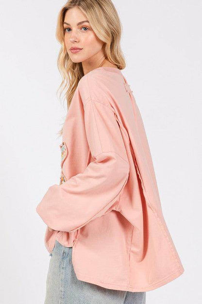 SAGE + FIG Flower Patch Dropped Shoulder Oversize Top - Selvanelle